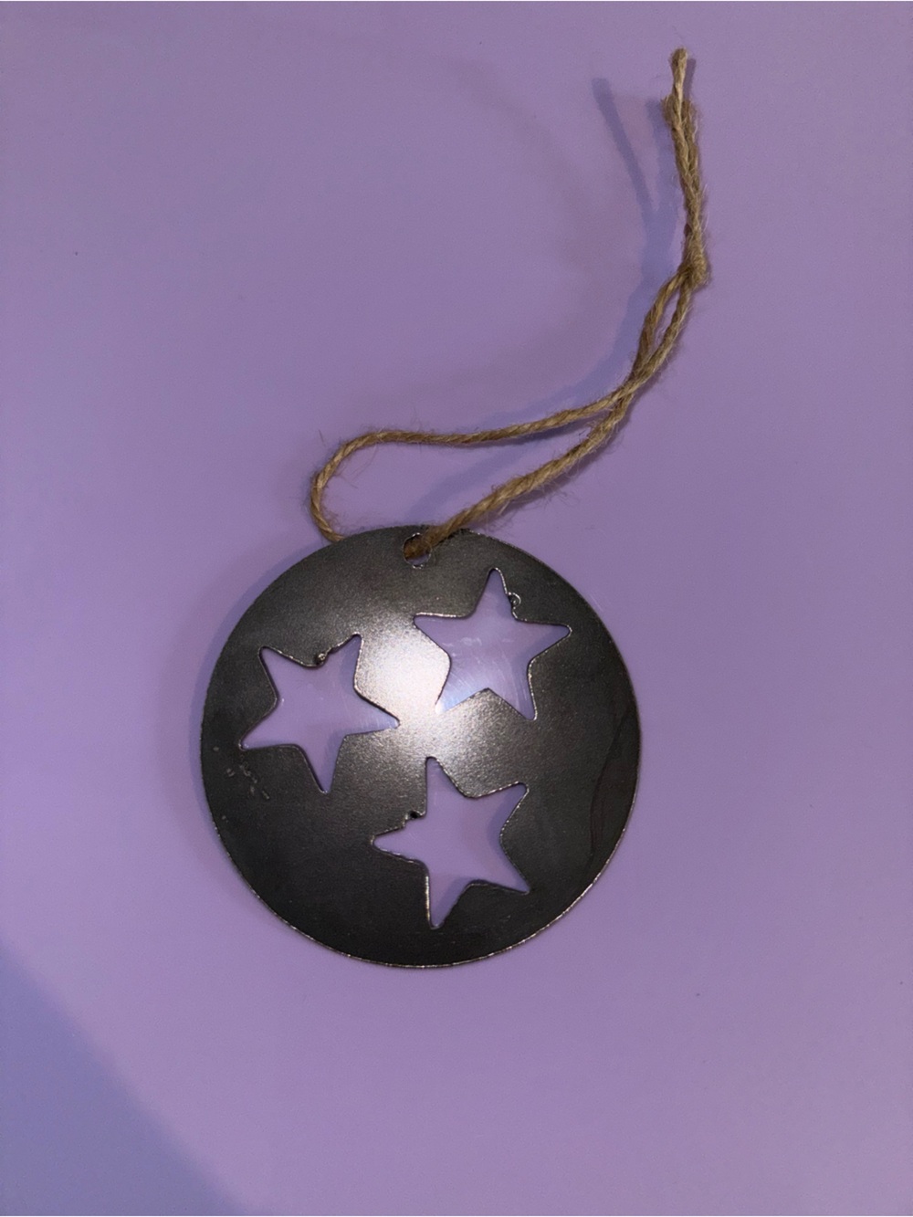 Round Star Cutout Ornament in Lavender